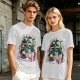 Olive T-Shirt With Whimsical Pikmin Themed Tea Party Art
