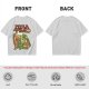 Olive green pizza graphic t-shirt with playful pizza slice characters