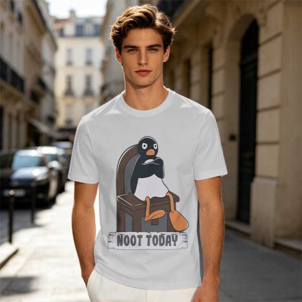 Olive T-shirt with Pingu Penguin 'Noot Today' Graphic Print