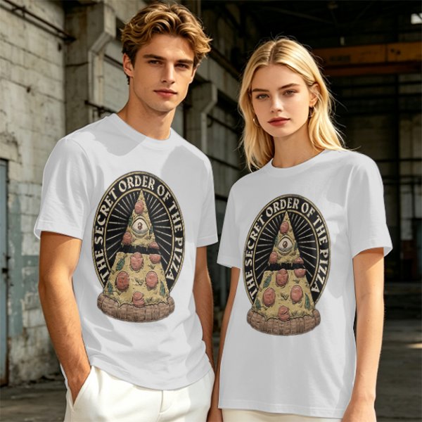 Olive T-Shirt With The Secret Order Of The Pizza All-Seeing Eye Print