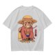 Olive T-Shirt With Monkey In Straw Hat Pirate Print