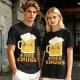 Olive Green T-Shirt With Cute Kawaii Beer Mug Free Chugs Print