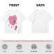 Oversized Olive T-Shirt with Retro Walking Pink Heart Cartoon Graphic