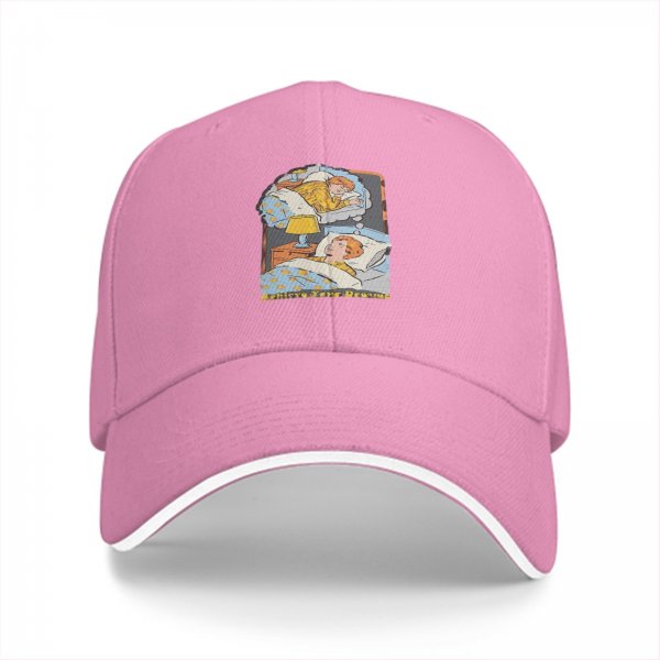 Black baseball cap with sleeping dreamer graphic print