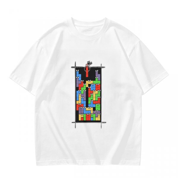 Olive T-Shirt With Tetris Block Character Print