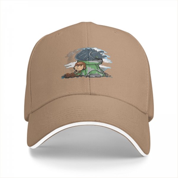 Black Baseball Cap Featuring How to Train Your Dragon Hiccup and Toothless Art