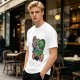 Olive T-shirt with Mario and Yoshi artistic graphic print