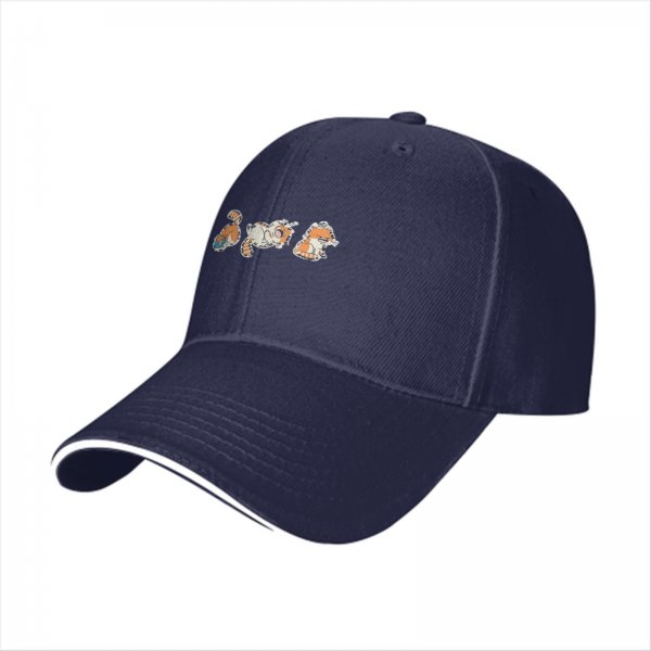 Black baseball cap with playful cartoon tiger cub prints