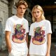 Olive T-Shirt with Cartoon Crocodile Eating Snack Graphic