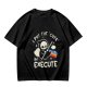 Olive t-shirt with cute grim reaper 'I put the cute in execute' print