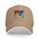 Black baseball cap with fantasy wolf and dragon book print design