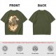 Olive T-Shirt Featuring Godzilla Eating Ramen Noodles