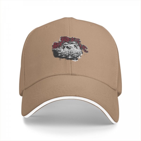Black baseball cap with vintage pig pilot and aircraft graphic