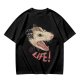 Olive T-Shirt With Aggressive Opossum 'LIFE!' Graphic Print