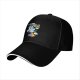 Black baseball cap with playful unicorn rainbow poop graphic
