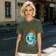 Olive T-shirt with Worn Burning Earth Graphic and 'Fine Thanks' Text