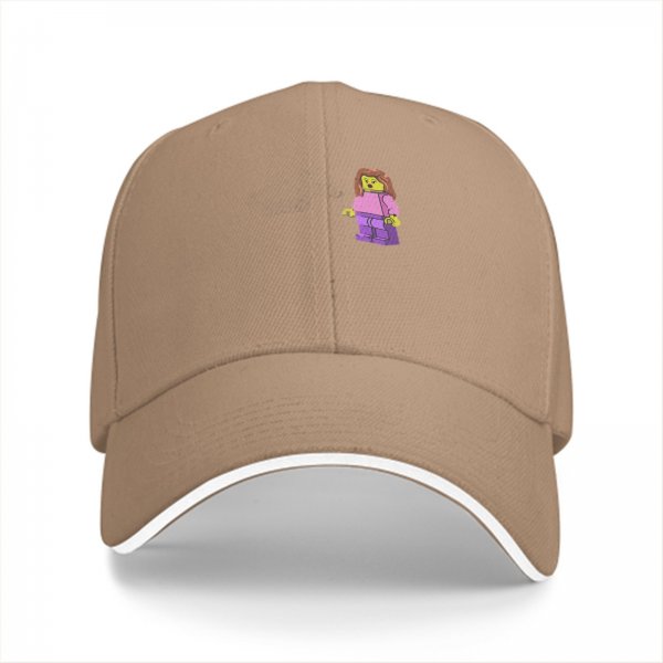 Black Baseball Cap with Lego Girl Minifigure Graphic