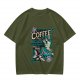 Olive t-shirt with mermaid coffee print 'Coffee Because Luring Sailors Takes Energy'