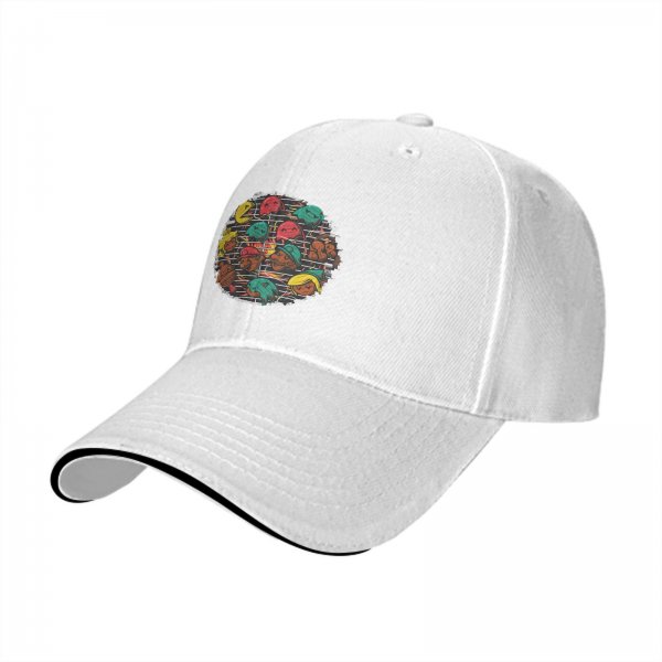 Black baseball cap with retro video game character grill print