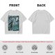 Olive T-shirt with Starry Night Style Fantasy Warrior Print