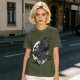 Olive Graphic T-Shirt with Mechanical Raven and Full Moon Print