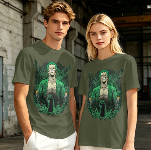 One Piece Roronoa Zoro Graphic Print Olive T-Shirt