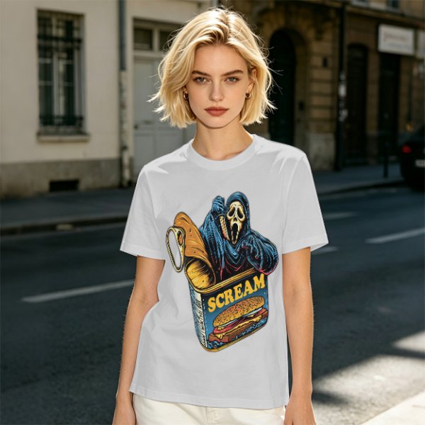 Olive T-Shirt With Ghostface In Scream Can Burger Artwork