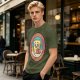 Olive T-Shirt with Sad Toast Holding Coffee and Phone Mental Bake Down Print