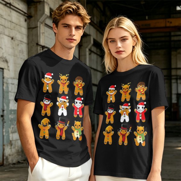 Olive Christmas Gingerbread Character Graphic T-Shirt