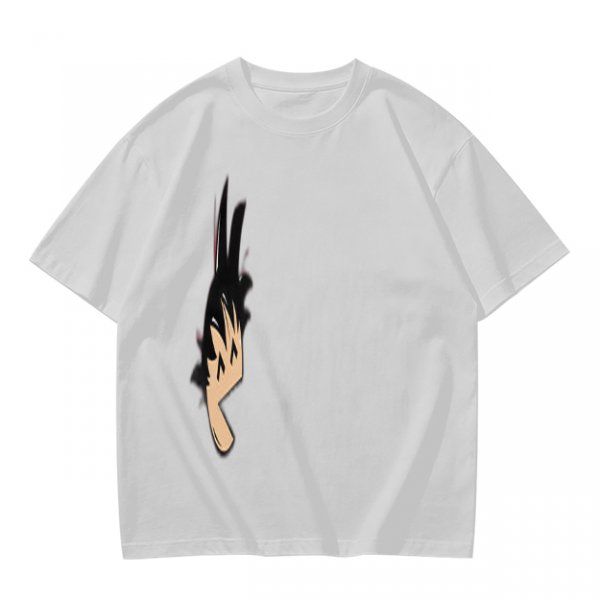 Olive green oversized t-shirt with stylized hand graphic print
