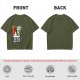 Olive T-Shirt with Surfer Pizza Character and Argyle Pizza Print