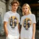 Olive graphic tee with punk raccoon and opossum 'Stay Trashy' print