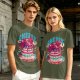 Olive T-shirt with Cherry Surf Cupcake Beach Graphic Print