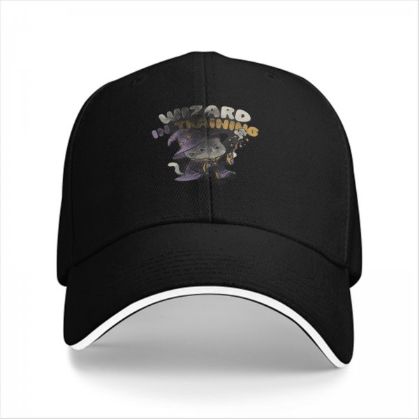 Wizard In Training Cat Graphic Black Baseball Cap