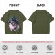 Olive T-Shirt with Yin Yang Dragon Floral Sun Moon Art