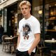 Olive t-shirt with retro coffee pot cartoon and Good Morning text