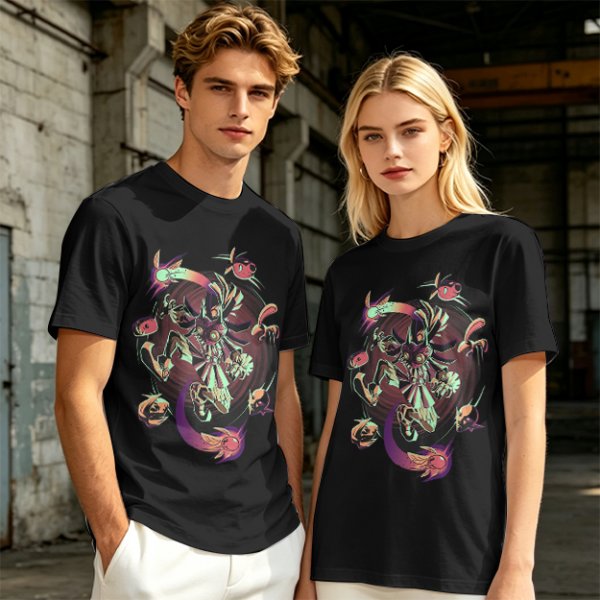 Olive Graphic Tee With Surreal Fantasy Creature Art Print