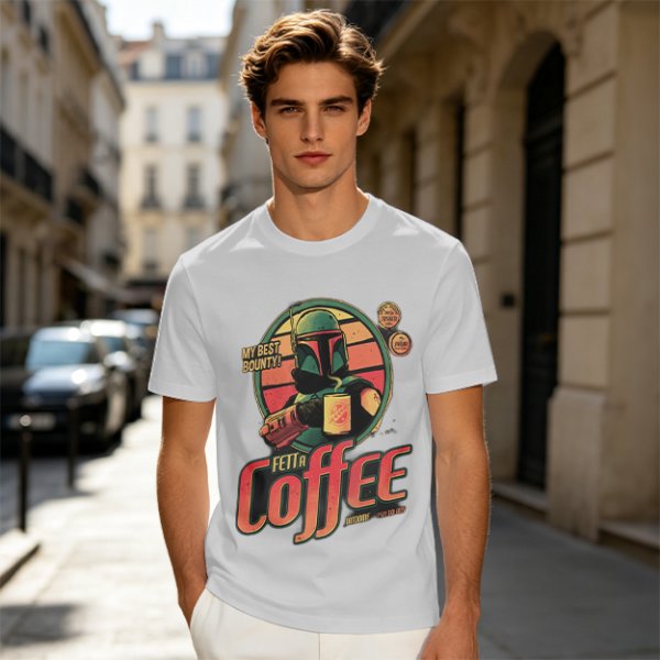 Fett a Coffee Tatooine Bounty Hunter Graphic T-Shirt