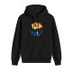 Black hoodie with yin-yang nature landscape graphic featuring bird and wave