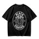 Olive green t-shirt with black goat head and Black Coffee graphic