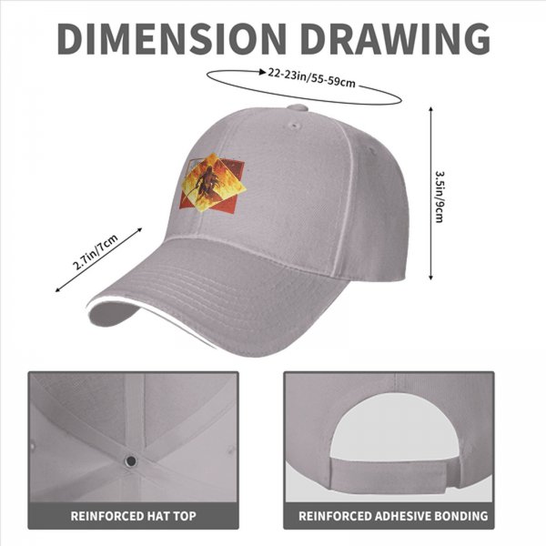 Black Baseball Cap With Fiery Warrior Silhouette Graphic