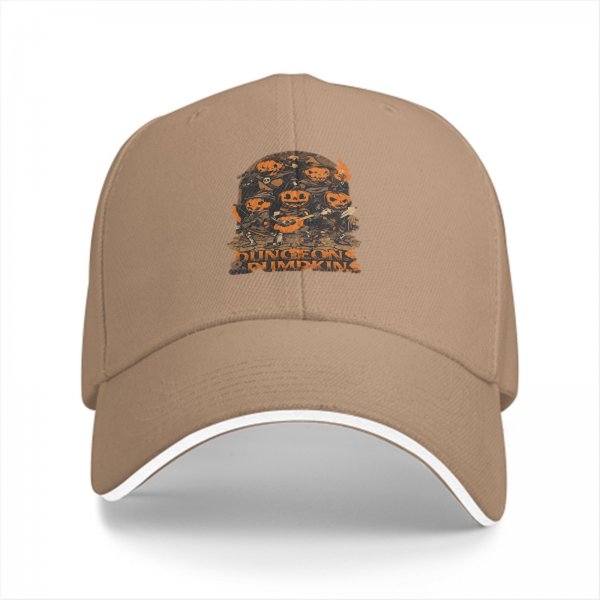 Black Baseball Cap with Dungeons & Pumpkins Halloween Art