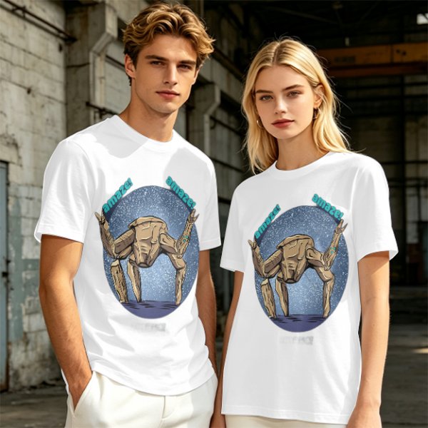 Olive T-Shirt With Rocking Stone Alien Robot And Amaze Text Print