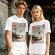 Olive T-Shirt with Ukiyo-e Style Ninja Temple Print