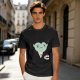Olive T-Shirt With Tired Vampire Holding Bat Mug Graphic