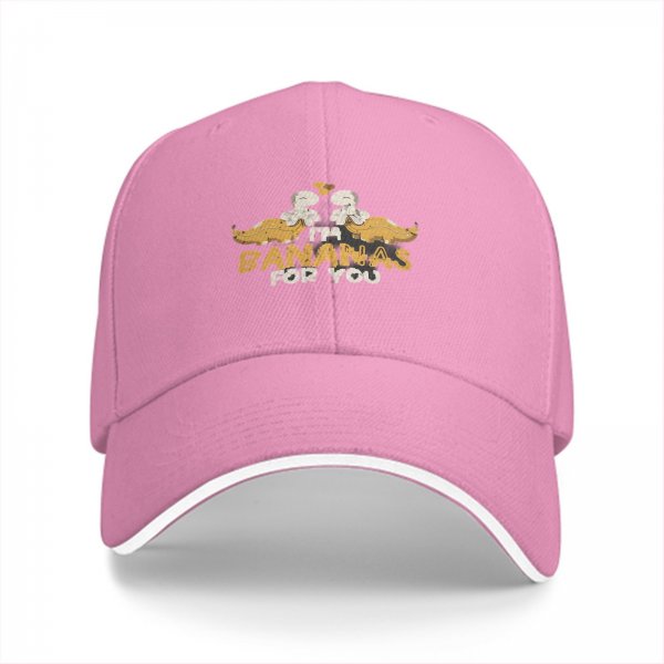 Black baseball cap with I'm Bananas For You dinosaur graphic