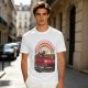 Olive T-Shirt With Red Convertible Car, Rainbow And People Graphic