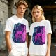 Olive Green T-Shirt With Neon Hollow Knight Character Art