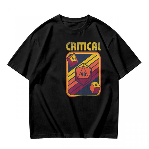 Retro Critical D20 Dice T-Shirt for Tabletop RPG Fans