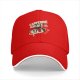 Black baseball cap with caffeine kick cartoon coffee mug graphic